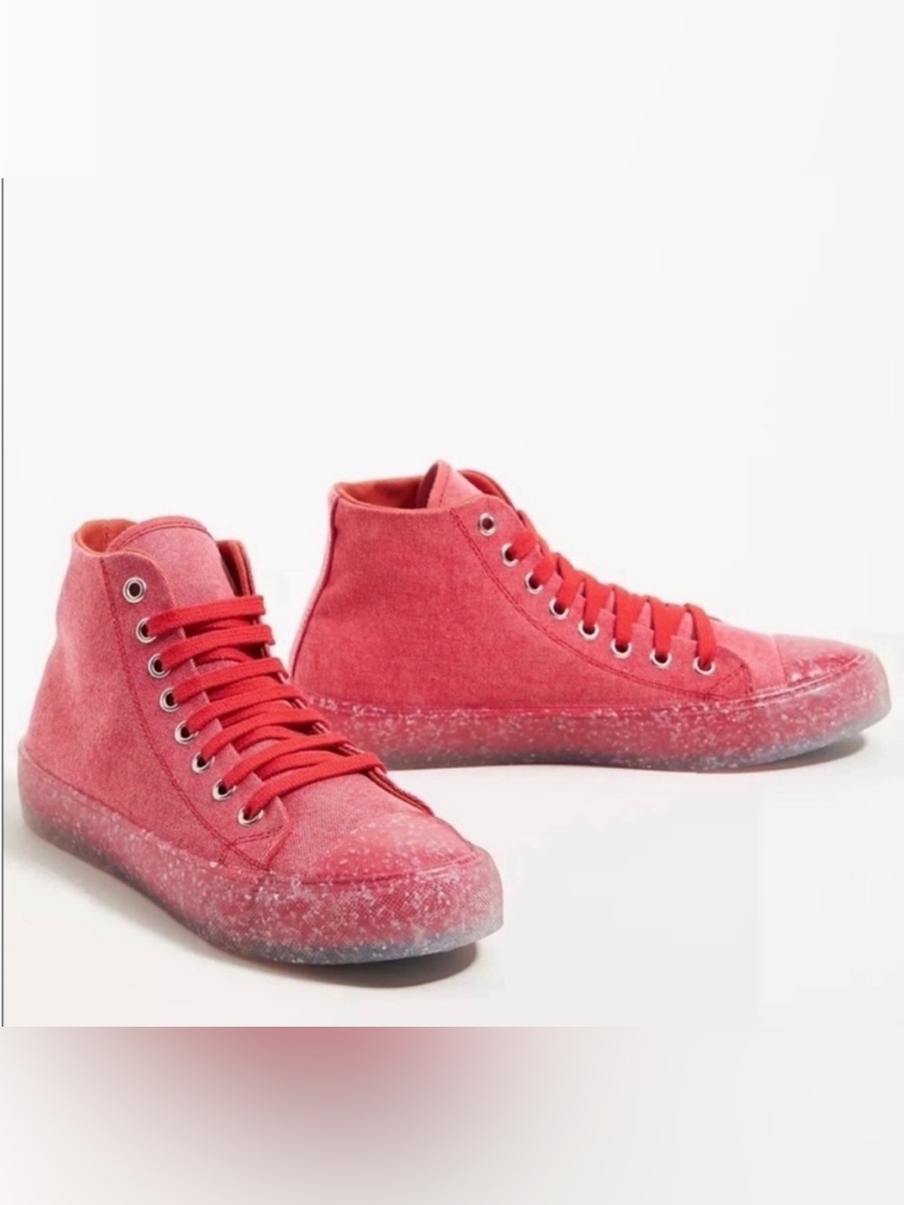Anthropologie Recykers Red High Top Canvas Sneakers Size 8 Lace Up Shoes NWT